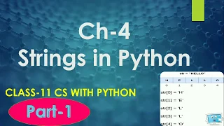 Class-11 CS with Python Ch-4 Part-1 Strings in Python