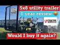 My 5x8 utility trailer tractor supply 1 year review