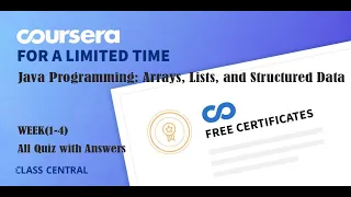 Java Programming Arrays Lists and Structured Data week 1-4 All Quiz with Answers
