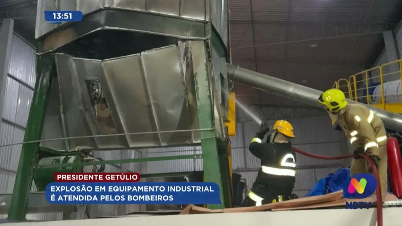 Presidente Getúlio: explosão em equipamento industrial é atendida pelos bombeiros