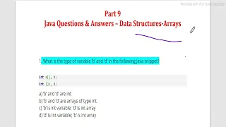 Important Java Language MCQ Array part 1 for Interview Placement Exam