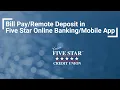 Five Star Online App - Using Small Icons for Bill Pay and Remote Deposit a Check