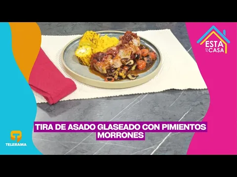 Tira de asado glaseado con pimientos morrones