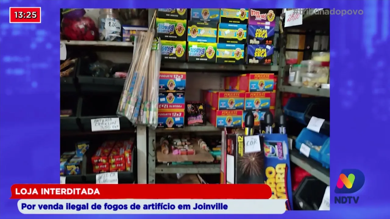 Loja interditada por venda ilegal de fogos de artifício em Joinville