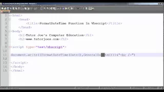 FormatDateTime In Vbscript Tamil