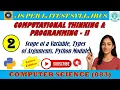 CS 083 Lecture 2 Computational Thinking Programming - 2 Scope of a variable Argument Type