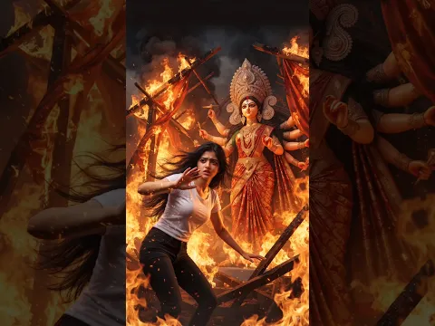 😭 माँ दुर्गा को बचाने आग में कूद गई गरीब कोमल 😱 | Maa Durga Miracle 🙏 #shorts