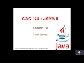 Java II Chapter 10 Class 1 Part 1 Inheritance