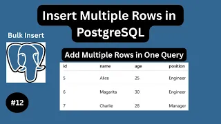 How To Insert Multiple Records in a Table - PostgreSQL Tutorial