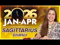 Lagu ♐ 2026 Jan - Apr Sagittarius (Dhanu) Horoscope | धनु राशि जनवरी - अप्रैल 2026 राशिफल | Tarot Reading