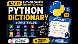 Python Tutorial for Beginners Day 11 Dictionary Keys Values Methods Examples