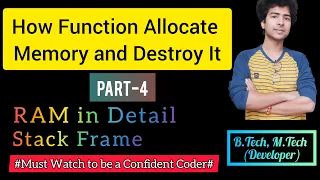 45 Function with memory stack frame rule in c programming-Part - 4 C full tutorials