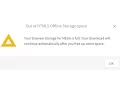 Out of HTML5 Storage space error fix