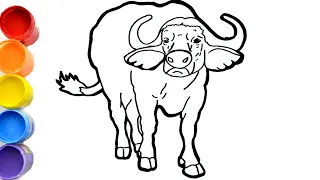 How to Draw a Buffalo Easy Step by Step Wild animals drawings