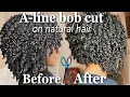 I cut my natural hair A-line Curly Bob Cut DIY Natural Cut