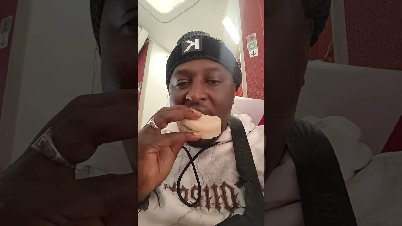 enjoying rice burger