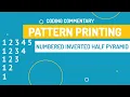 Numbered Inverted Half Pyramid in C Java Coding Commentary