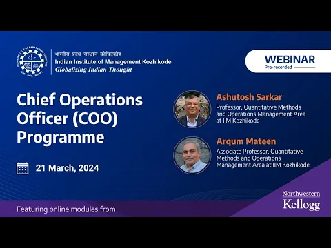 Online Webinar on IIM Kozhikode’s Chief Operations Officer (COO) Programme