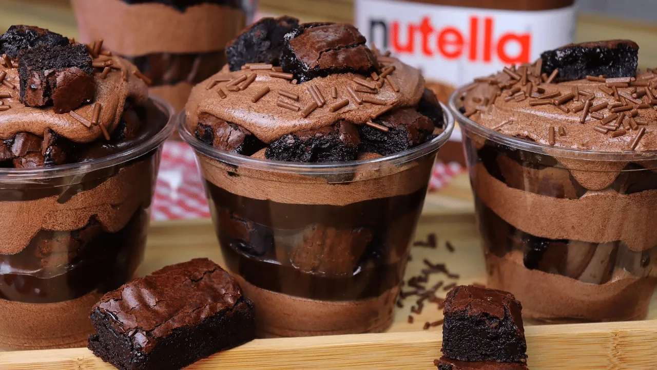 COPO DA FELICIDADE DE BROWNIE E MOUSSE DE NUTELLA | RENDE MAIS E É MAIS ECONÔMICO