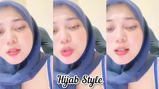 hijab style tudung biru strawberry bigo