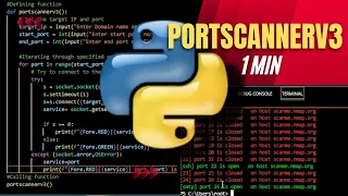 Build your own python port scanner in 1 MINUTES portscannerv3