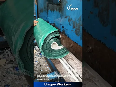 Plastic Recycling: Cutting and Processing a Roll of Green Material