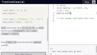 Manipulate Arrays With push - Freecodecamp org 44 Basic JavaScript