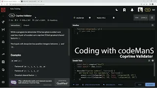 Codewars 7 kyu Coprime Validator JavaScript