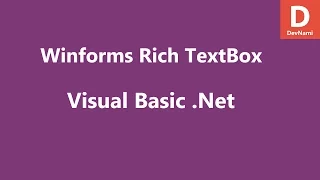 Visual Basic Net WinForms RichTextBox Control