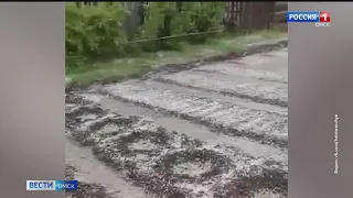 В Тевризе выпал сильный град