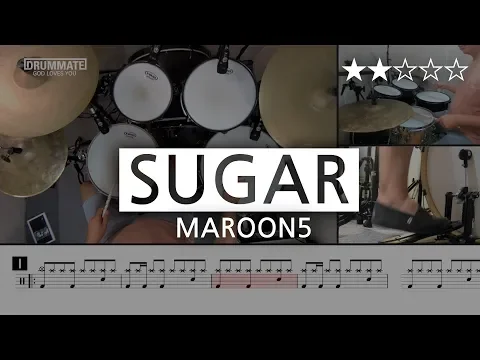 Download MP3 [Lv.04] Sugar - Maroon5  (★★☆☆☆) Pop Drum Cover Score Sheet Lessons Tutorial | DRUMMATE