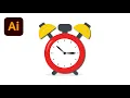 FLAT DESIGN ALARM CLOCK ON ILLUSTRATOR Adobe illustrator Tutorial