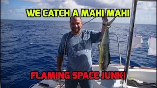 Transatlantic Passage #12.  Catch a Mahi Mahi.  A satellite burns up in the night sky for us to see.