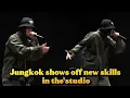 Lagu Jungkook shows off his new skills in the studio, singing and dancing