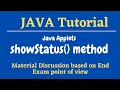 Applet Status window showStatus method Java Applets Tutorial