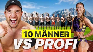 10 Männer glauben, sie hätten eine Chance gegen eine Profi-Sprinterin