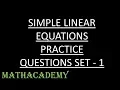 Linear Equations Worksheet 1 Algebra Mathacademy