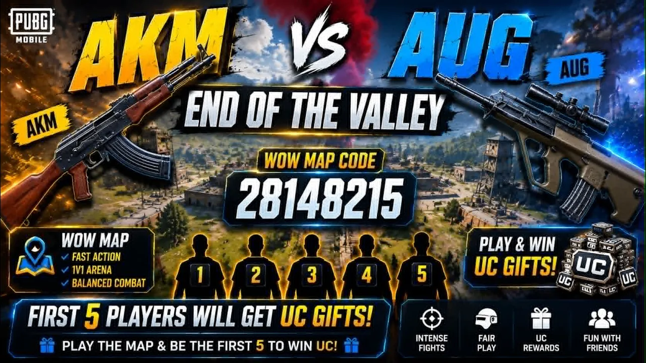 END OF THE VALLEY | 2v2 PUBG MOBILE WOW Map | Code: 28148215 | First 5 Players Win UC Gifts! 🎁