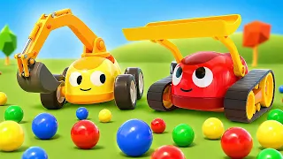 Vamos correr com os carrinhos coloridos e veículos de serviço! Desenho animado infantil