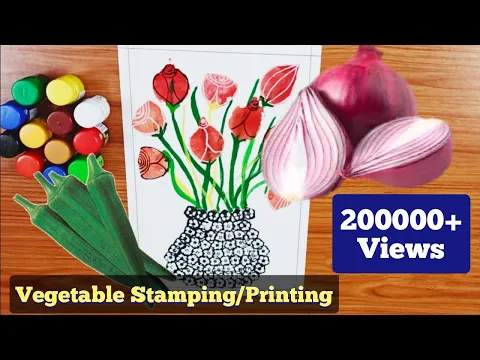 Download MP3 Onion Dabbing Stamping Painting | Vegetable stamp activity l Vegetable Print Painting |Stamp Art