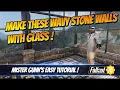 FALLOUT 76 CAMP BUILD Make these Wavy Willards Stone Walls with Glass Walls combo