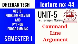 GE8151 PROBLEM SOLVING AND PYTHON PROGRAMMING PSPP Manojkumar Lectures command line arguments