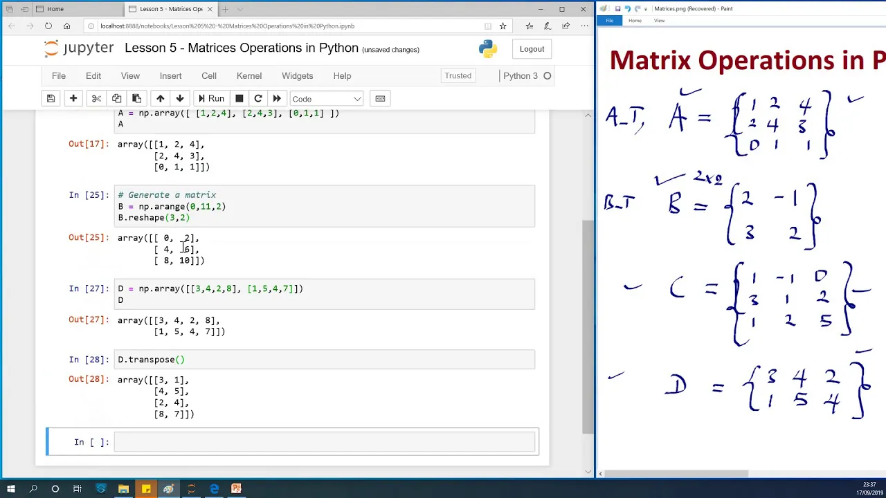 Lesson 5 - Matrix Operations in Python
