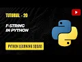 F-Strings in Python Python F-Strings String Formatting in Hindi