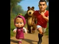 Download Lagu Masha and Cristiano Ronaldo are running away from the Bear and a dinosaur.
