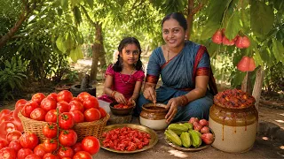 🍅Traditional Tomato Pickle Recipe: Grandma's Secret Village Method | Episode 2 #food #pickle #nature