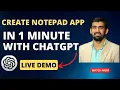 Build Notepad App using ChatGPT in 1 minute