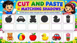 Cut and Paste Matching Shadows Fun Preschool Worksheet for Kids