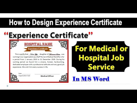 Download MP3 How to make Medical or Hospital Nurse Job Experience Certificate in ms word | To whom it may concern