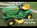 John Deere LT 133 Remove Gas Tank and Carburetor Replace Fuel Lines and Filter